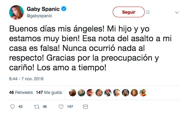 Gaby Spanic desmiente robo en su casa