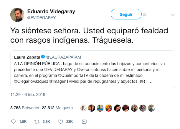 Eduardo Videgaray y Laura Zapata se hacen de palabras por comentarios contra Yalitza