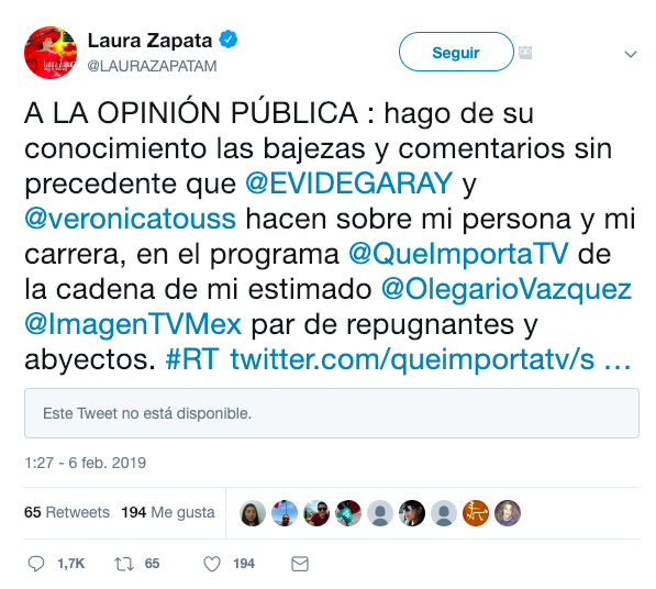 Eduardo Videgaray y Laura Zapata se hacen de palabras por comentarios contra Yalitza