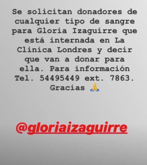 Gloria Izaguirre. Foto: Instagram
