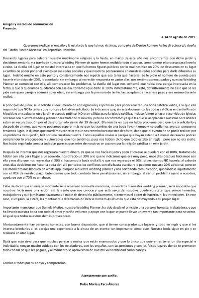 Comunicado Dulce María