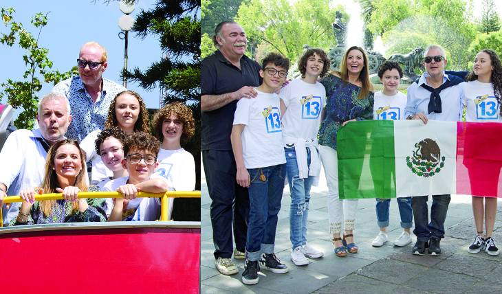 SE DIVIRTIERON Yolanda, Frank y Tino disfrutaron del paseo junto al elenco infantil del musical A los 13. Foto: Javier Arellano