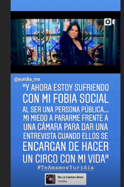 Captura de pantalla, Instagram Stories @yuridia_mx