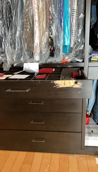 Así quedó el cajón destrozado
