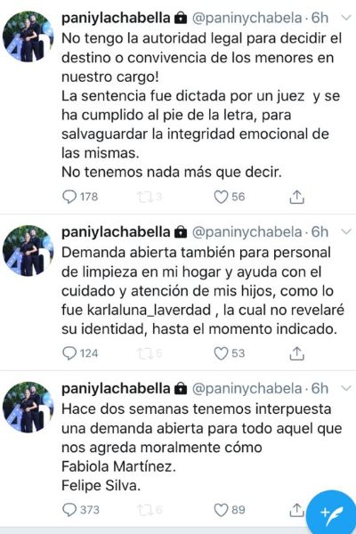 Tuits de Karla Panini. Captura de pantalla