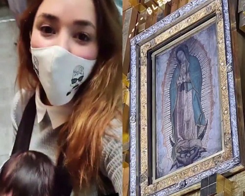 Sherlyn y su bebé de tres meses visitan la Basílica de Guadalupe. Foto: Archivo