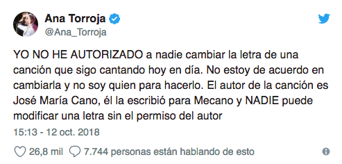 Por esta razón Ana Torroja se niega a cambiar letra de canción de Mecano