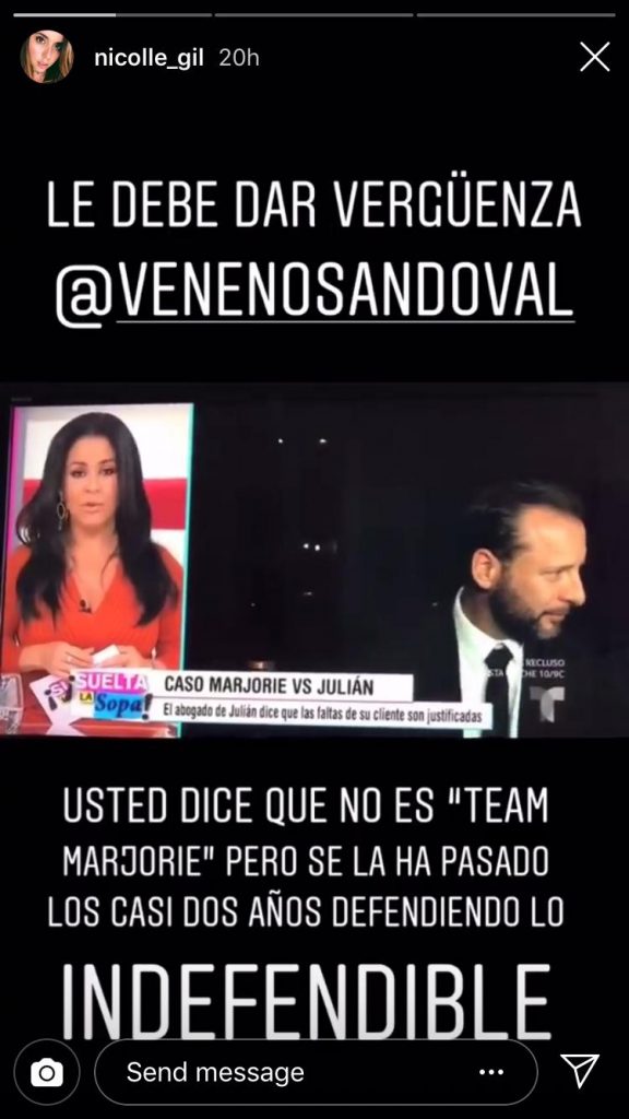 Hija de Julián Gil explota en contra de Carolina Sandoval