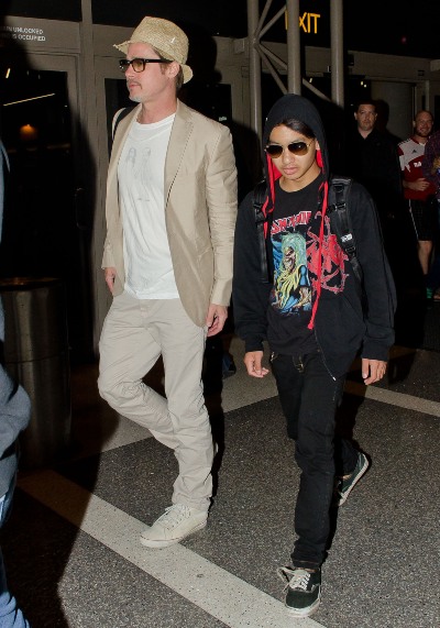 Brad Pitt y Maddox Jolie-Pitt. Foto: Getty Images