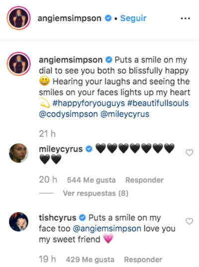 Mensaje de la suegra de Miley Cyrus. Foto: Instagram