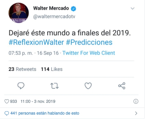 Walter Mercado. Foto: Twitter